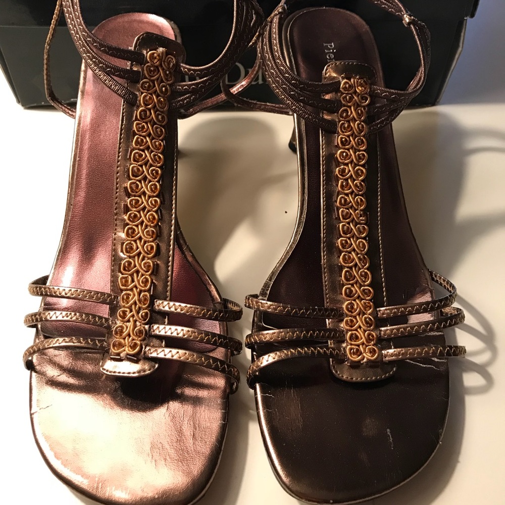Pierre Dumas bronze slip on heels